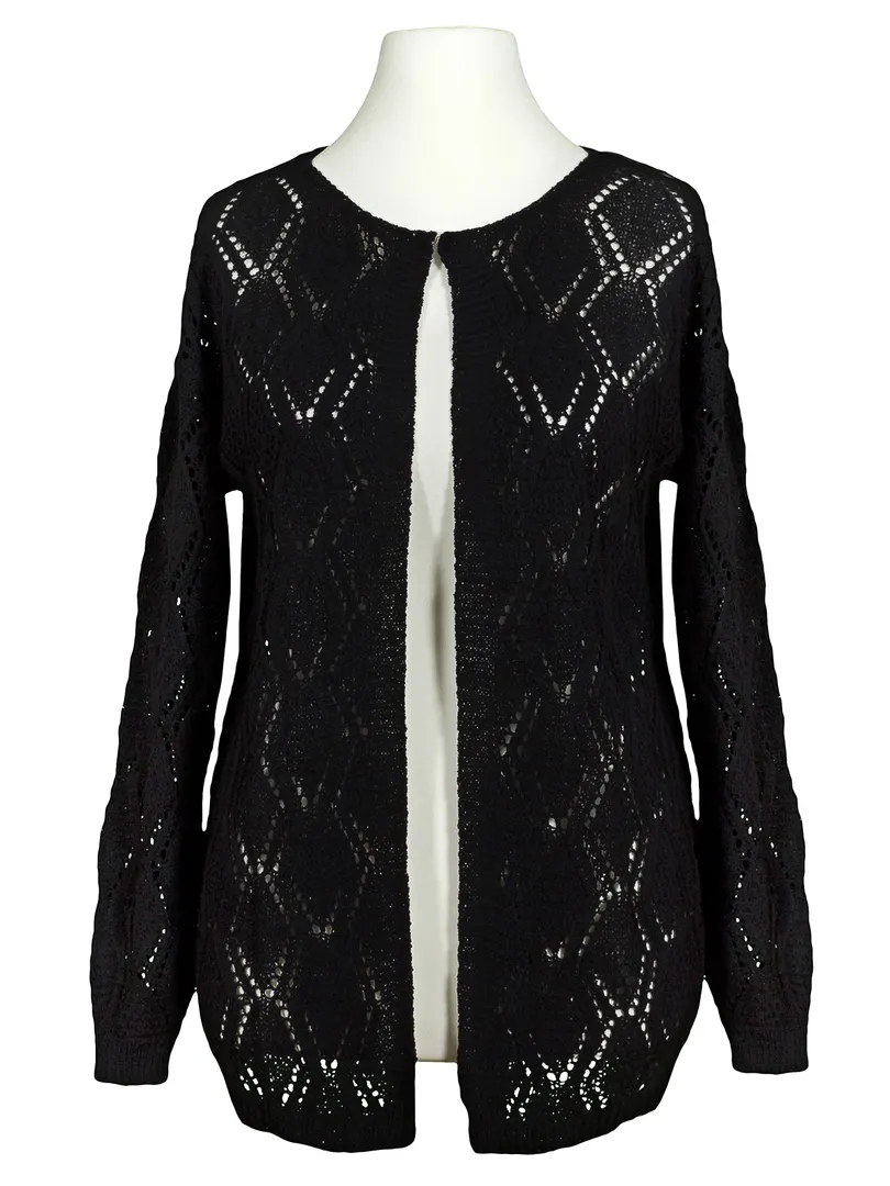 Strickjacke Ajourmuster in  schwarz von LAETITIA MEM (Bild 1)