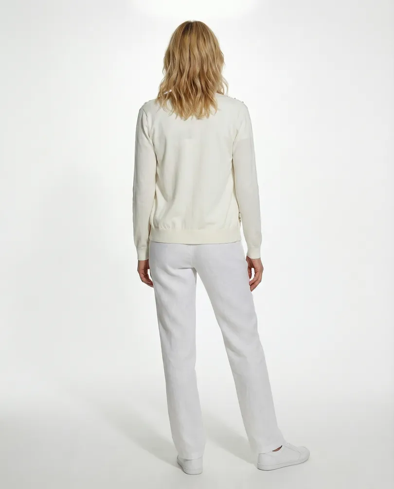 Strickjacke Bl�tenstickerei in  ecru von Lamer & Co (Bild 4)