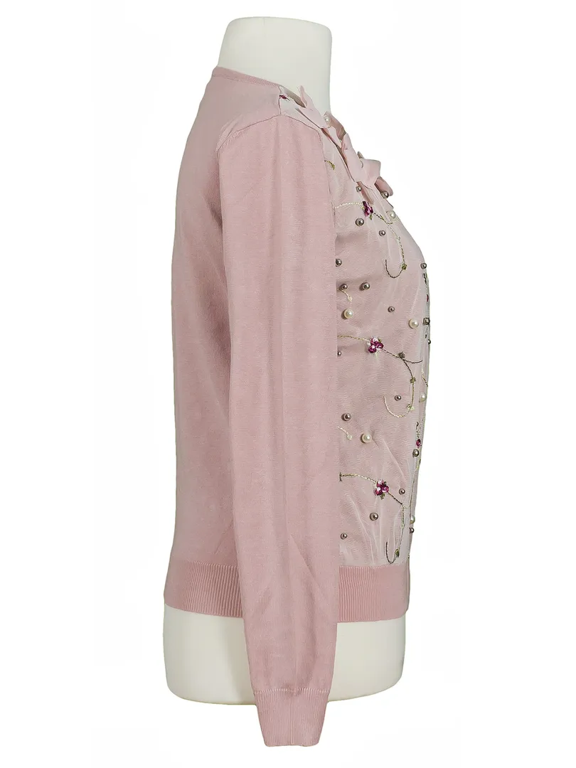 Strickjacke Bl�tenstickerei in  rosa von Lamer & Co (Bild 2)