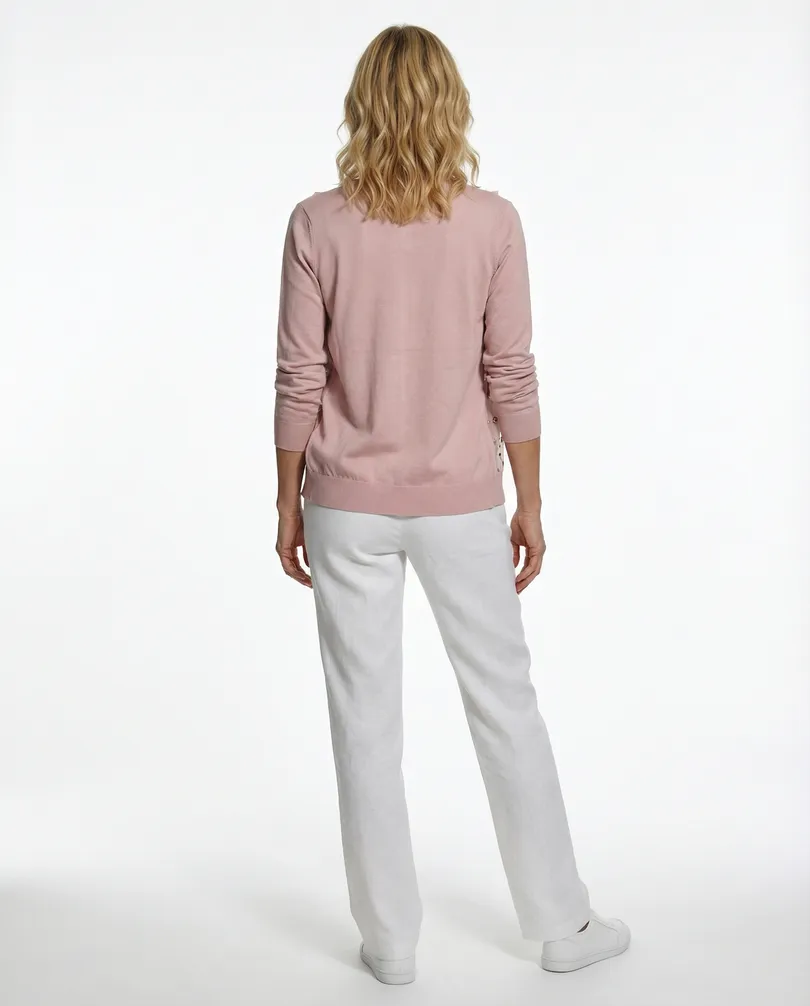 Strickjacke Bl�tenstickerei in  rosa von Lamer & Co (Bild 4)