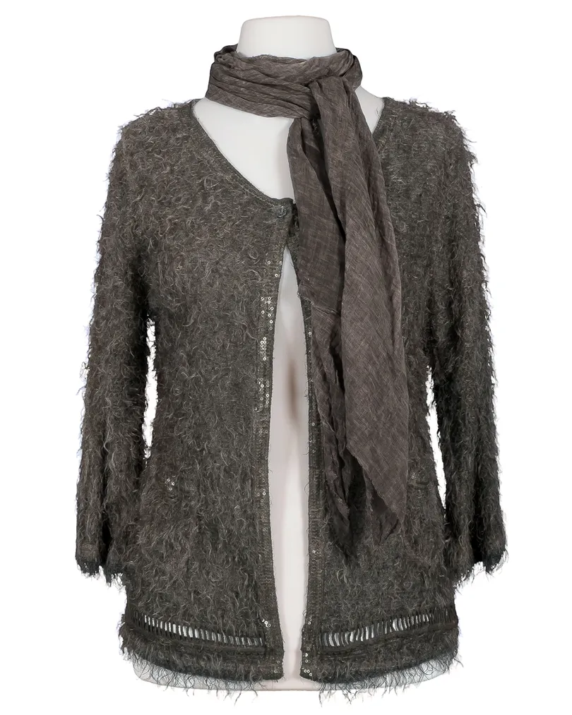 Strickjacke Flauschstrick 2-tlg. in  braun von Spaziodonna (Bild 1)