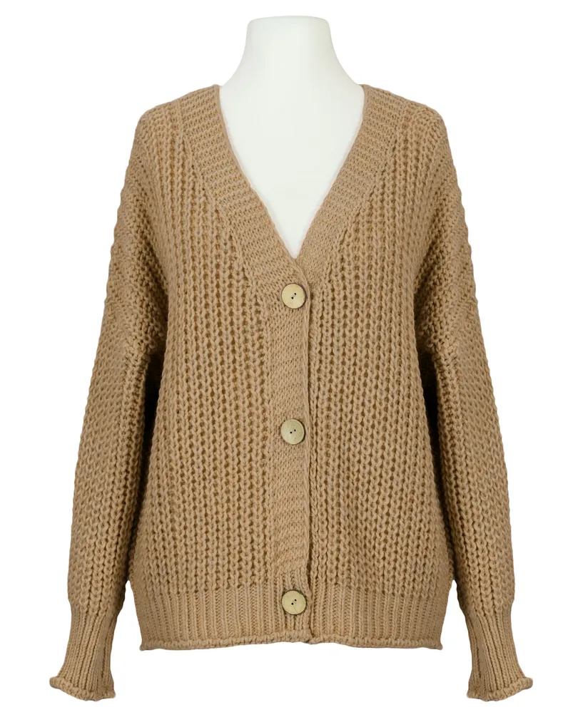 Strickjacke Grobstrick in  camel von Made in Italy (Bild 1)
