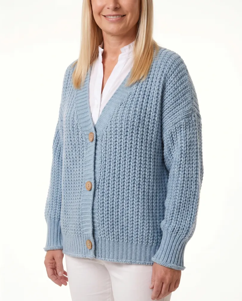 Strickjacke Grobstrick in  hellblau von Made in Italy (Bild 4)