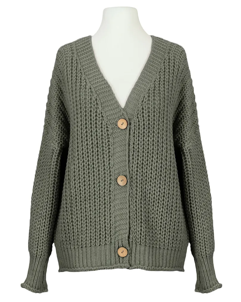 Strickjacke Grobstrick in  khaki von Made in Italy (Bild 1)
