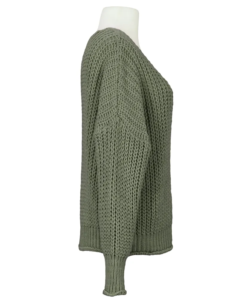 Strickjacke Grobstrick in  khaki von Made in Italy (Bild 2)