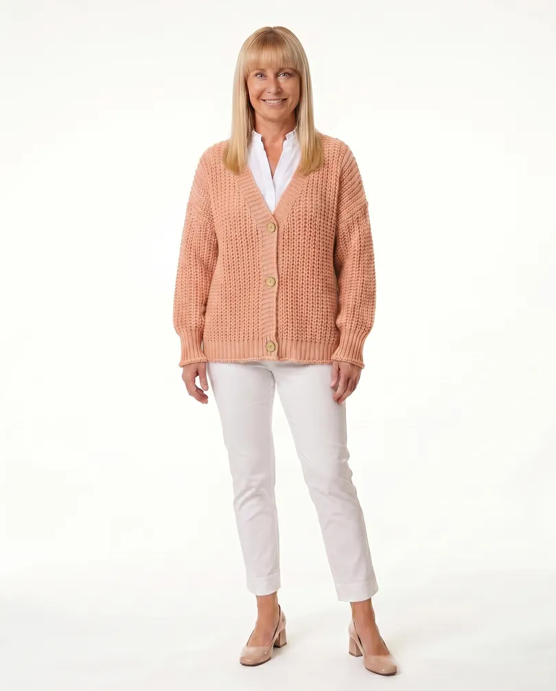 Strickjacke Grobstrick in  peach von Made in Italy (Bild 3)