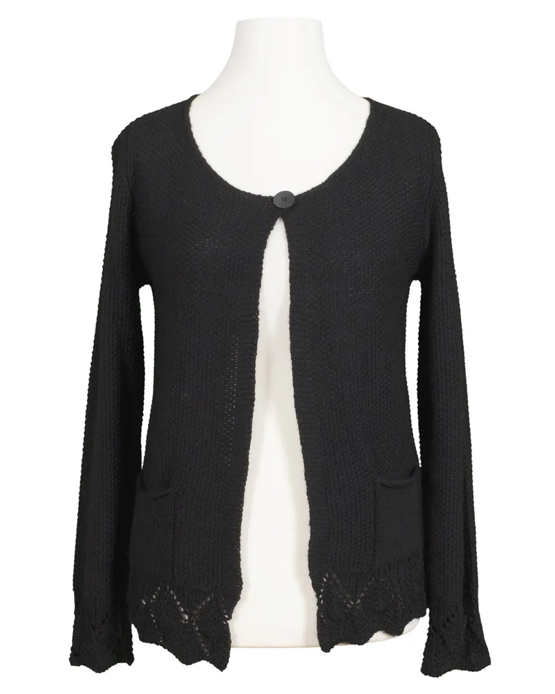 Strickjacke mit Ajourmuster in  schwarz von Spaziodonna (Bild 1)