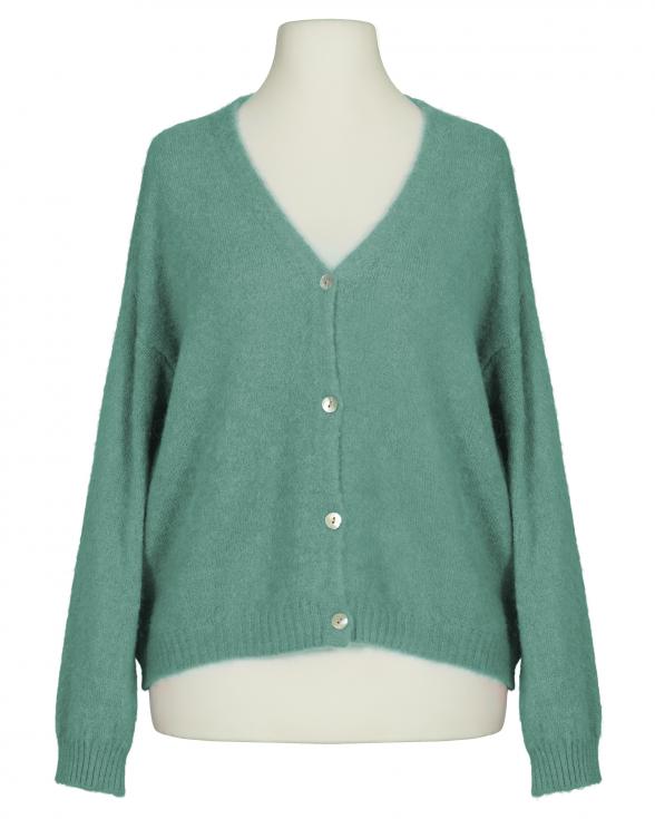 Strickjacke mit Alpaka in aqua von Made in Italy