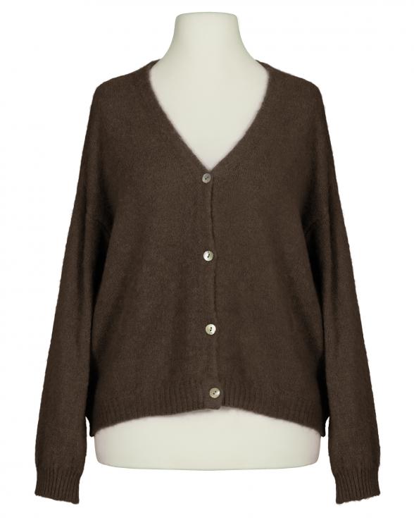 Strickjacke mit Alpaka in braun von Made in Italy