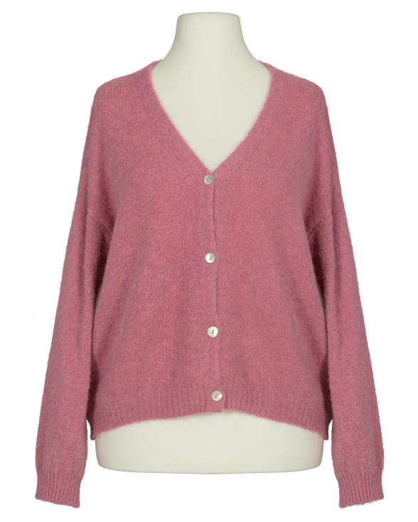Strickjacke mit Alpaka in dunkelrosa von Made in Italy