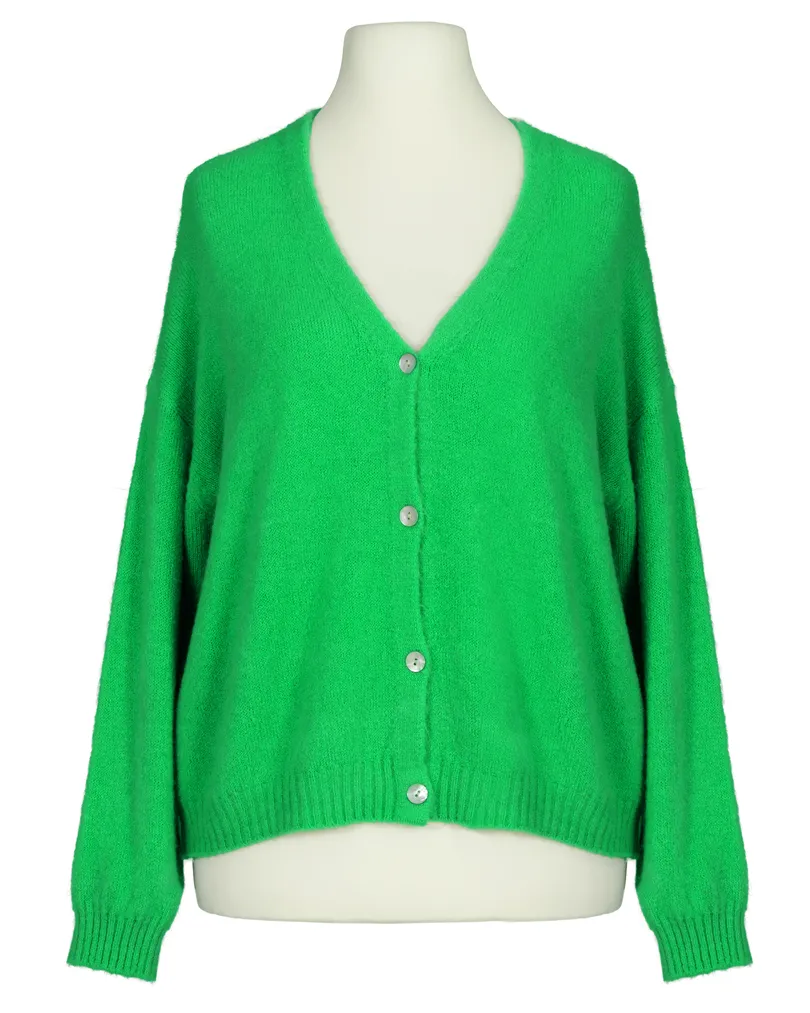 Strickjacke mit Alpaka in gr�n von Made in Italy