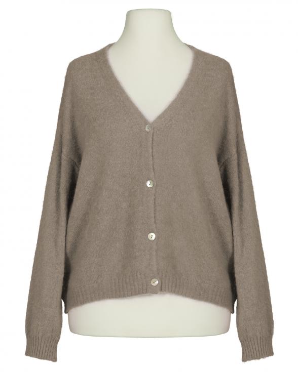 Strickjacke mit Alpaka in hellbraun von Made in Italy