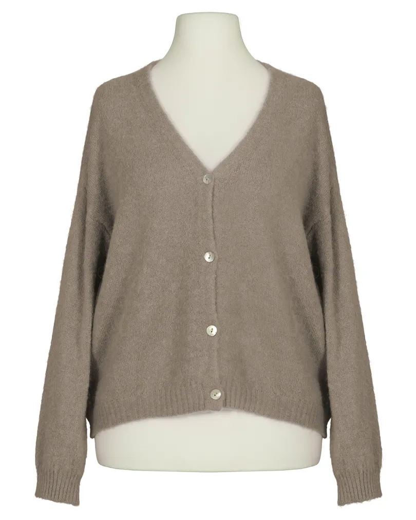 Strickjacke mit Alpaka in  hellbraun von Made in Italy (Bild 1)
