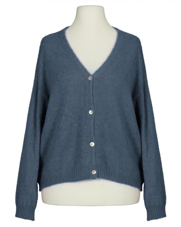 Strickjacke mit Alpaka in jeansblau von Made in Italy