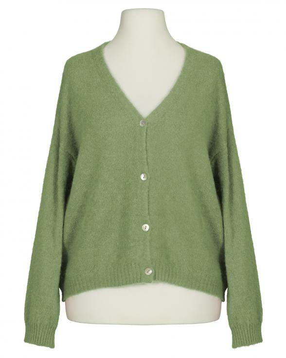 Strickjacke mit Alpaka in khaki von Made in Italy