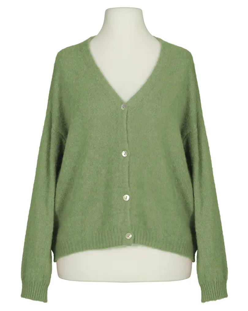 Strickjacke mit Alpaka in  khaki von Made in Italy (Bild 1)