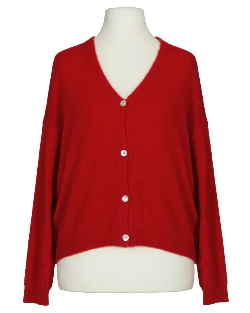 Strickjacke mit Alpaka in  rot von Made in Italy (Bild 1)