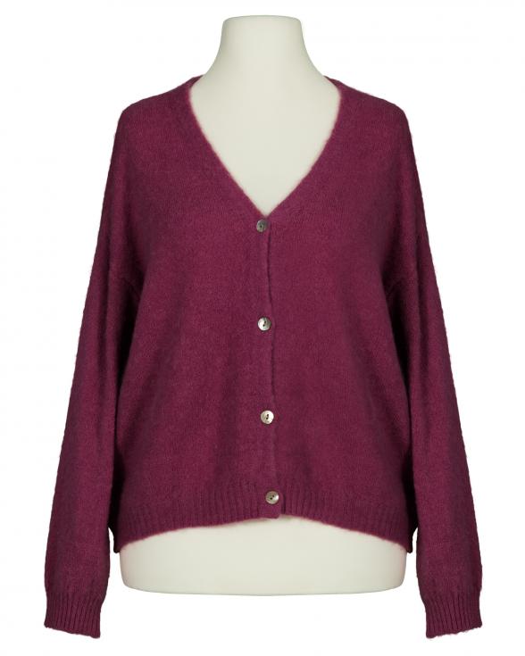 Strickjacke mit Alpaka in rubinrot von Made in Italy