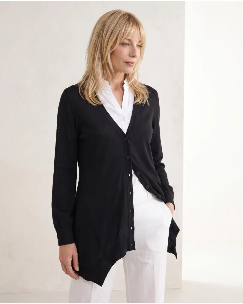 Strickjacke mit Baumwolle in  schwarz von Shulamite made in Italy (Bild 6)