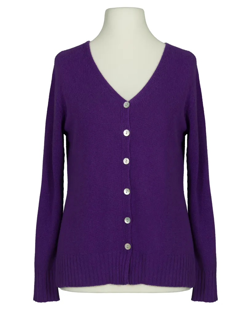 Strickjacke mit Cashmere in  lila von Made in Italy (Bild 1)