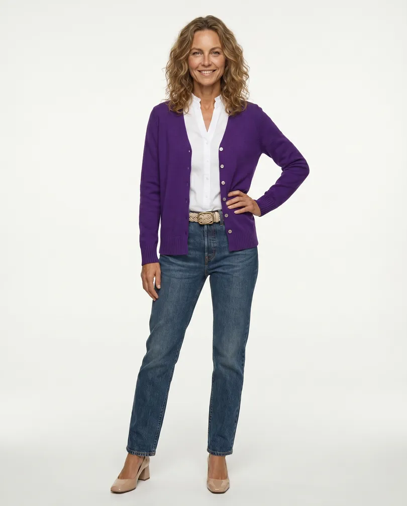 Strickjacke mit Cashmere in  lila von Made in Italy (Bild 3)