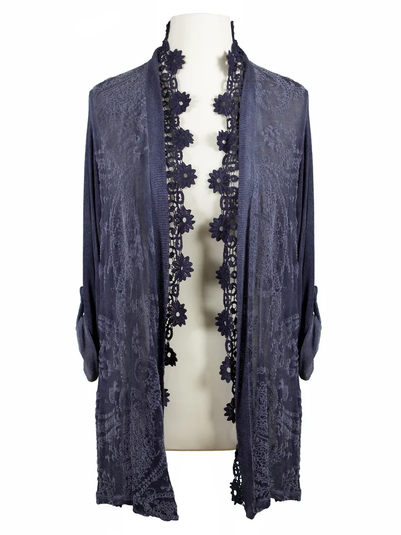 Strickjacke H�kelspitze in  blau von Be Charnelle (Bild 1)