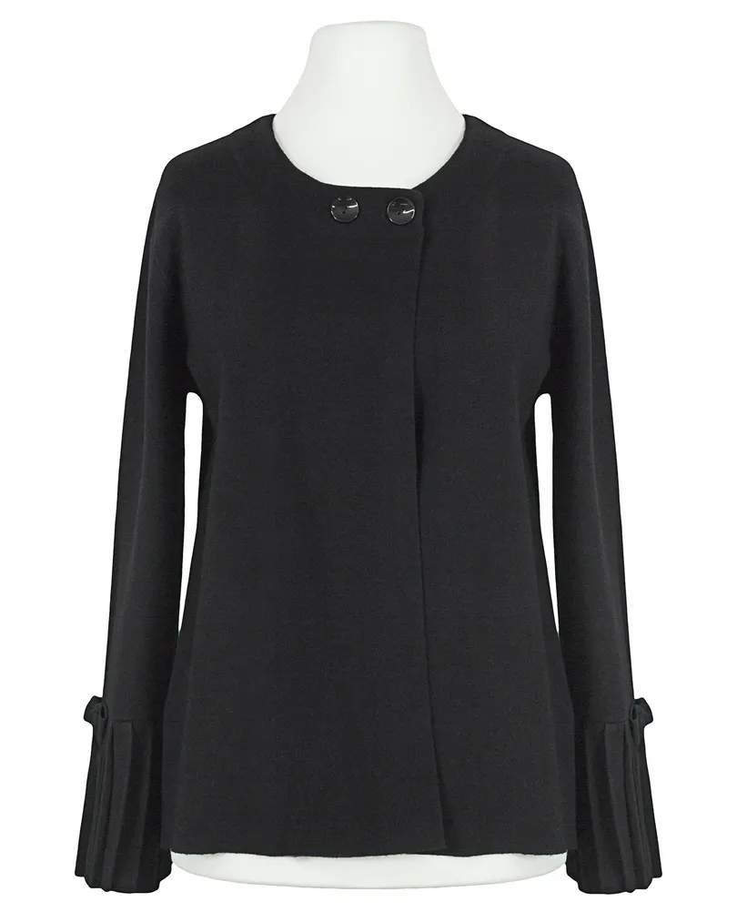Strickjacke mit Plisseearm in  schwarz von Spaziodonna (Bild 1)
