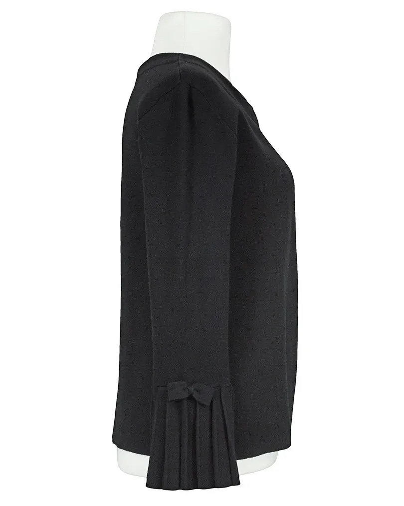 Strickjacke mit Plisseearm in  schwarz von Spaziodonna (Bild 2)