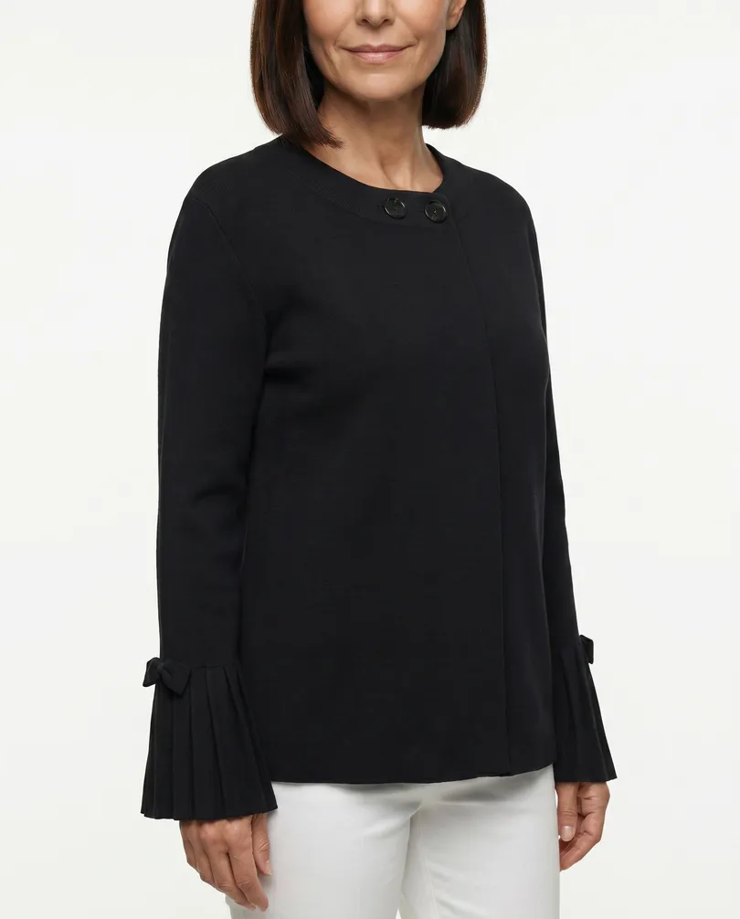 Strickjacke mit Plisseearm in  schwarz von Spaziodonna (Bild 4)