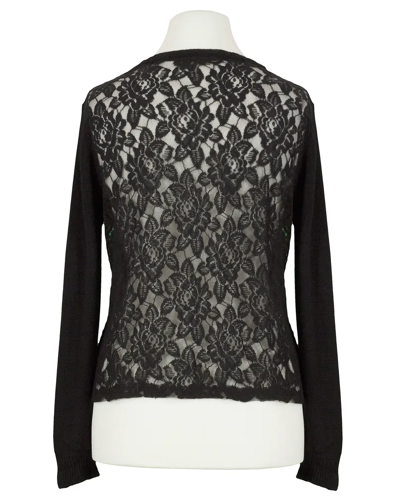 Strickjacke mit Spitze in  schwarz von Pronto Moda (Bild 2)