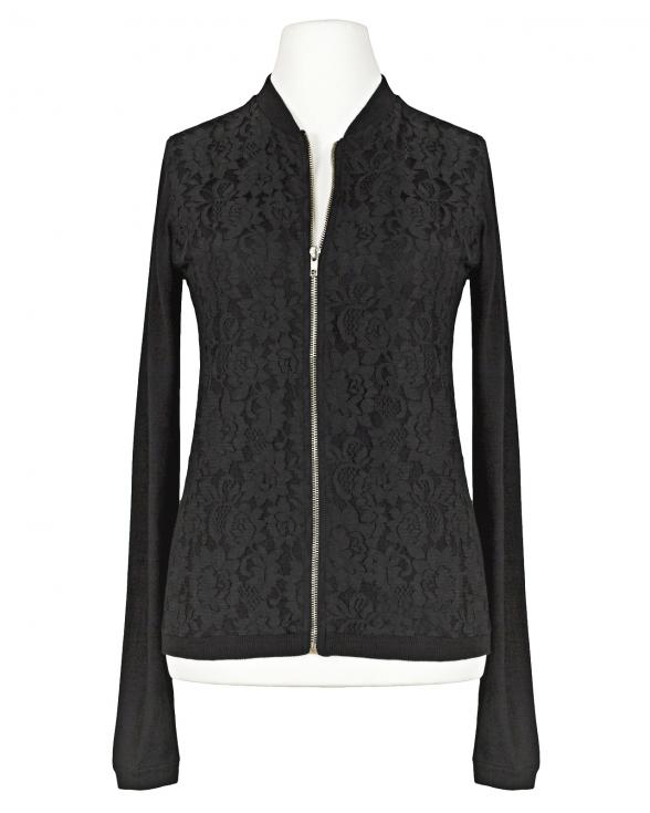 Strickjacke mit Spitze in schwarz von SENES Paris
