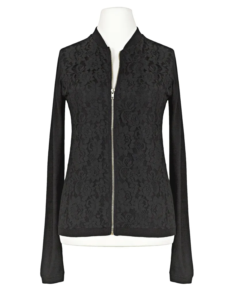 Strickjacke mit Spitze in  schwarz von SENES Paris (Bild 1)