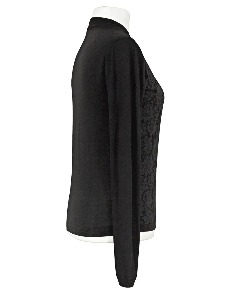 Strickjacke mit Spitze in  schwarz von SENES Paris (Bild 2)