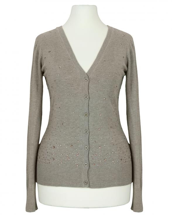 Strickjacke mit Strass in braun von Made in Italy