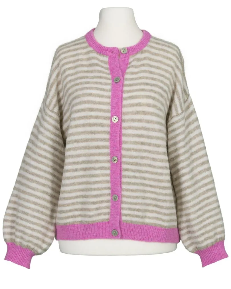 Strickjacke mit Streifen in  beige von Selected Touch (Bild 1)