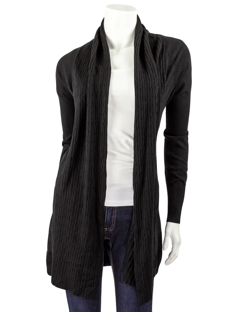 Strickjacke mit Zopfmuster in  schwarz von T.T.Alice Fashion (Bild 1)