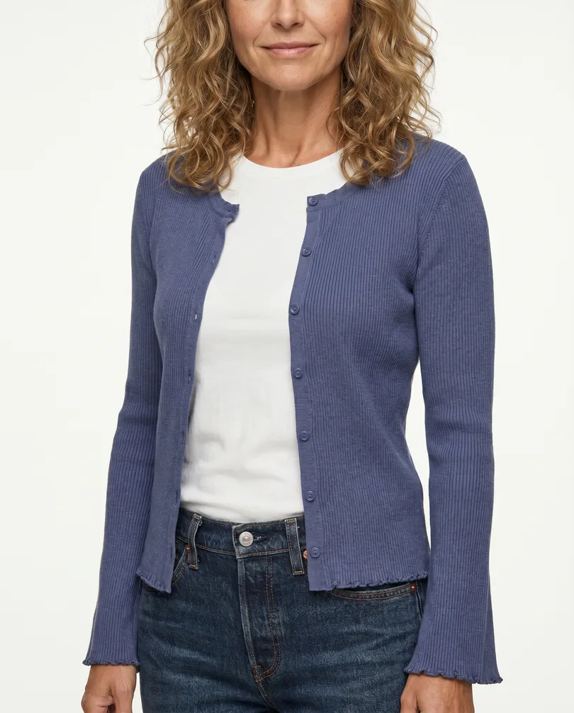 Strickjacke Rippstrick in  jeansblau von Esvivid (Bild 3)