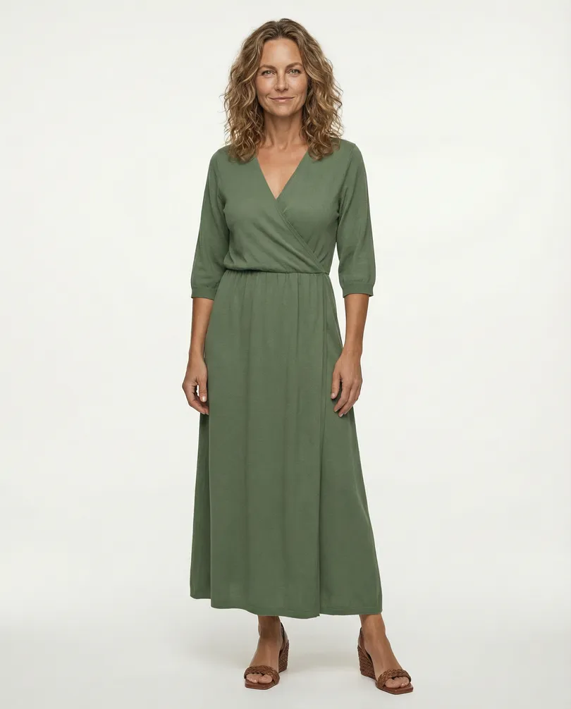 Strickkleid Baumwolle in  khaki von Made in Italy (Bild 3)