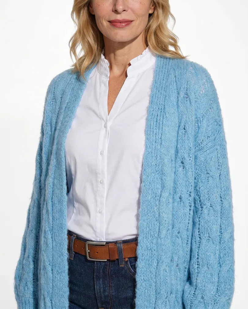 Strickmantel Grobstrick in  hellblau von Made in Italy (Bild 4)