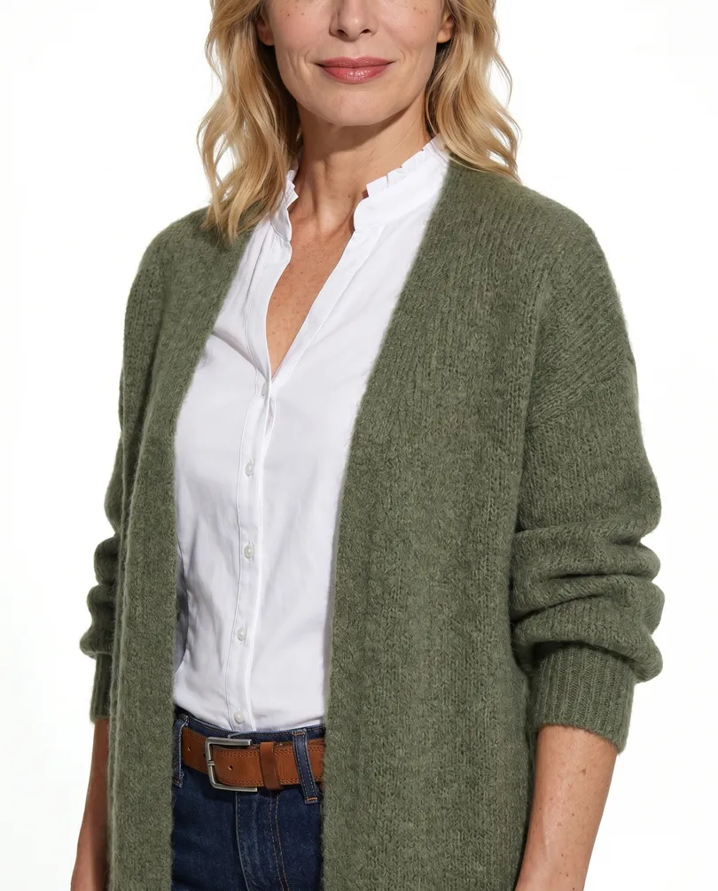 Strickmantel mit Mohair in  khaki von Monday Afternoon (Bild 3)