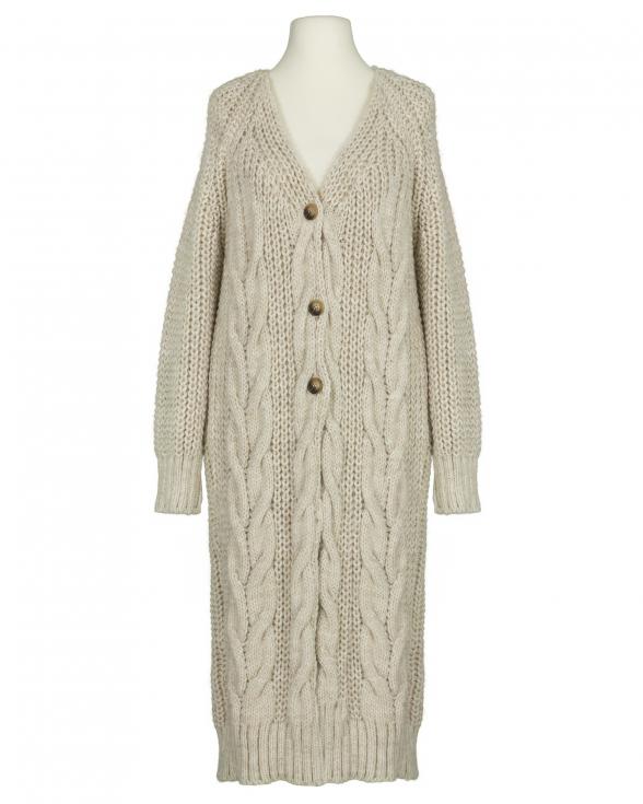 Strickmantel Zopfmuster in beige von Made in Italy