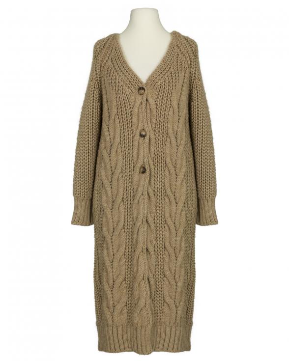 Strickmantel Zopfmuster in camel von Made in Italy