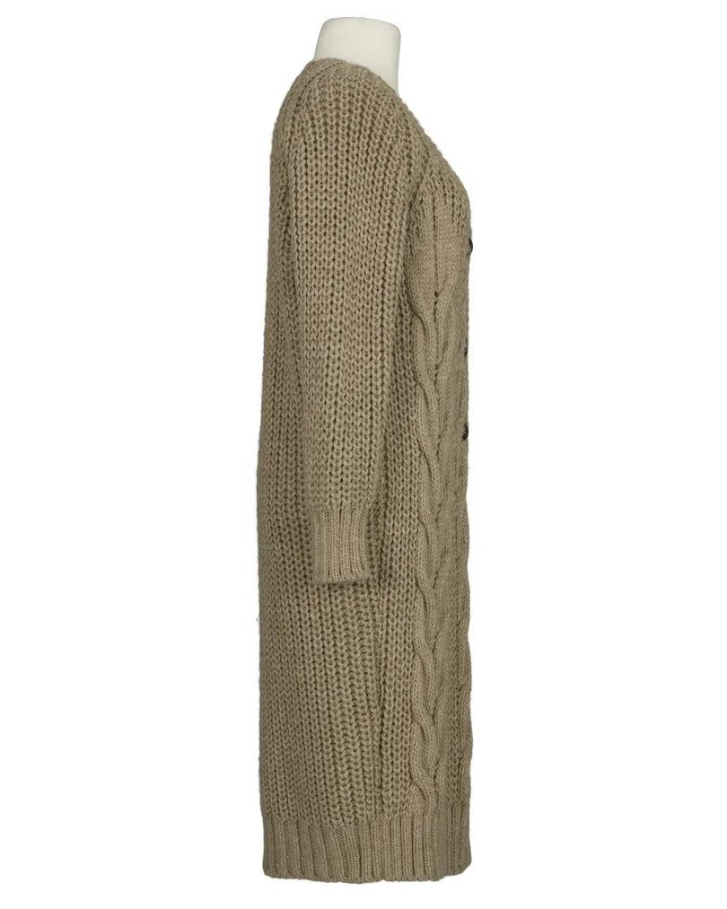 Strickmantel Zopfmuster in  camel von Made in Italy (Bild 2)