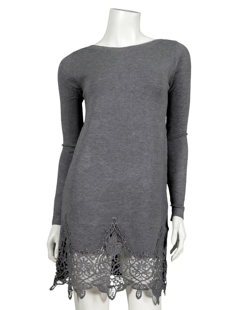 Stricktunika H�kelspitze in  grau von Spaziodonna (Bild 1)