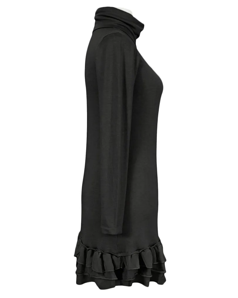 Stricktunika mit Volant in  schwarz von fashion made in italy (Bild 2)