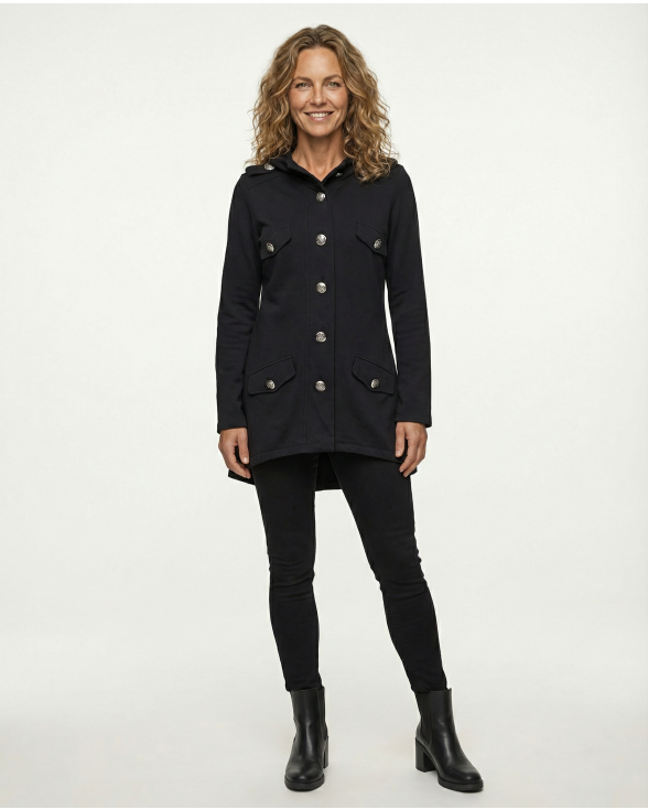 Sweatjacke mit Kapuze in  schwarz von ever new fashion (Bild 3)