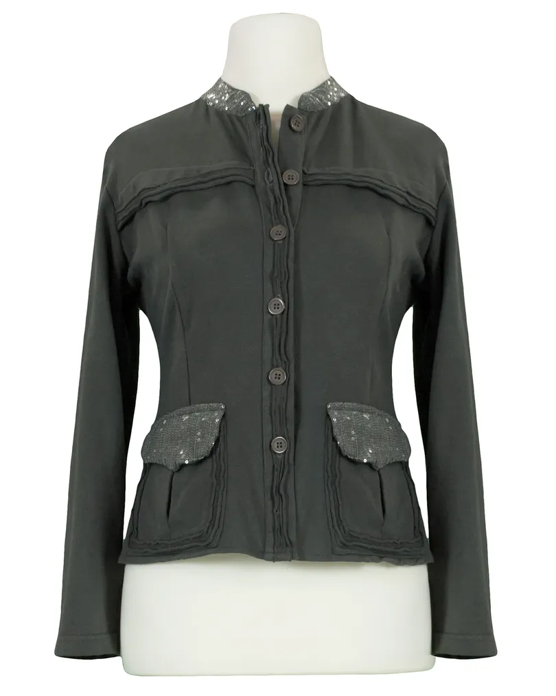 Sweatjacke mit Pailletten in  grau von RESTART (Bild 1)