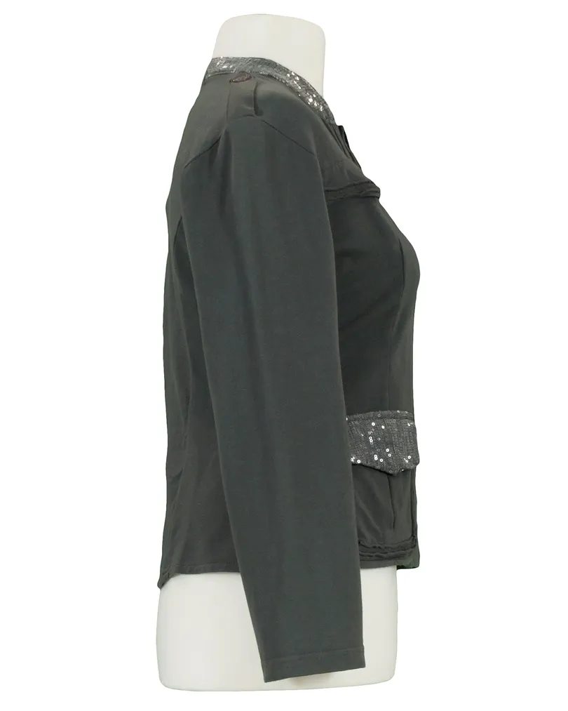 Sweatjacke mit Pailletten in  grau von RESTART (Bild 2)