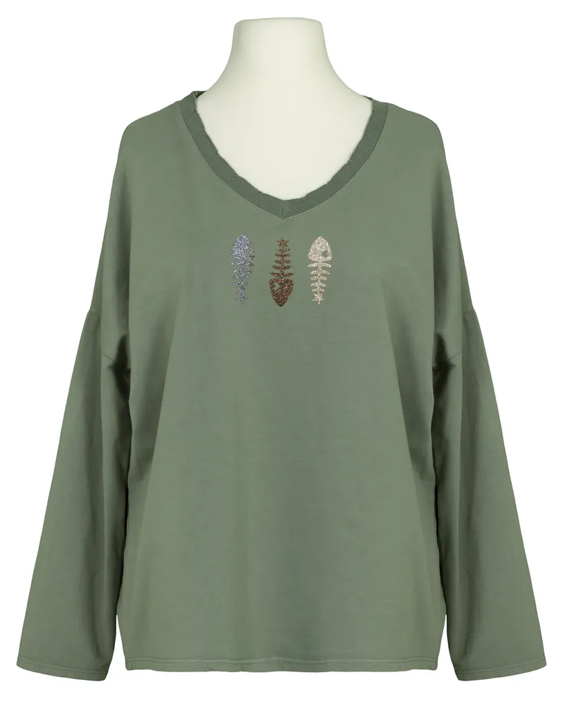 Sweatshirt mit Print in  khaki von  (Bild 1)