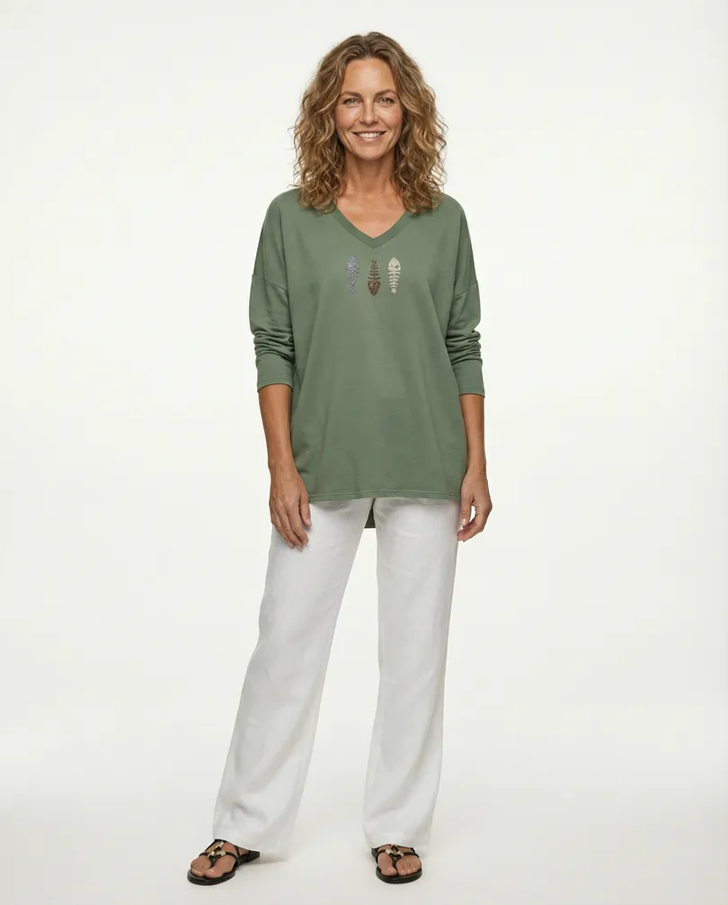 Sweatshirt mit Print in  khaki von  (Bild 3)